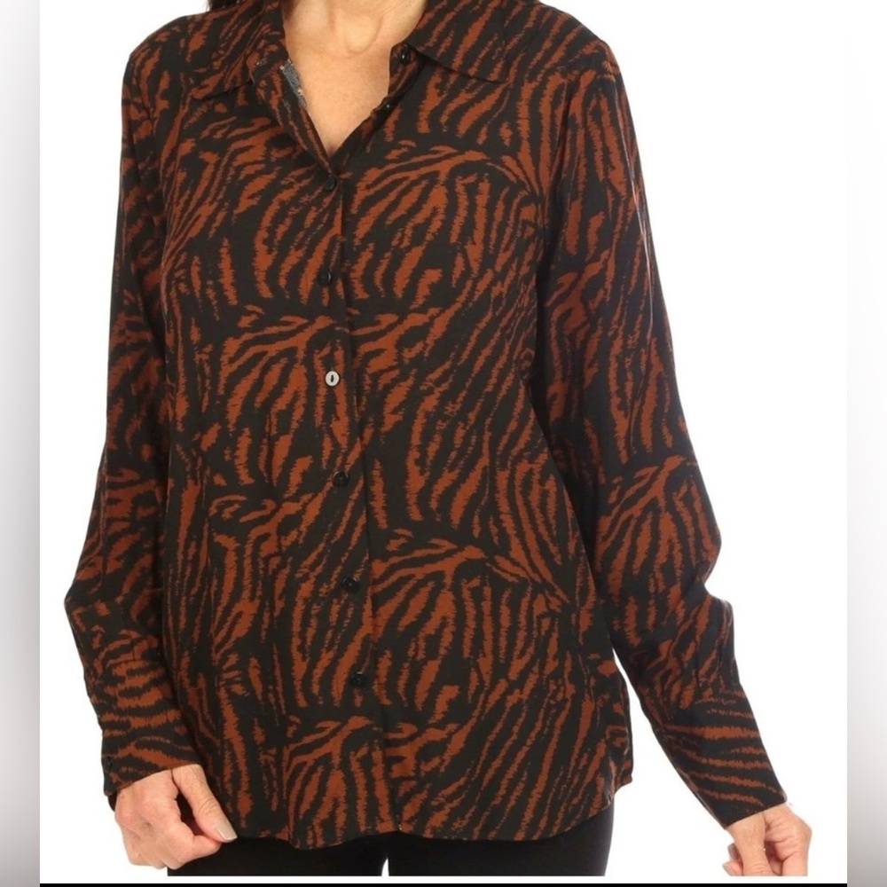 Women's Alexander Jordan Zebra Print Button-Up Top